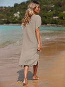 Saída De Praia Longa Com  Bordado Frontal Moana