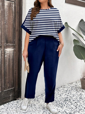 Conjunto feminino manga curta e calça Lorena. Plus Size