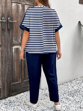 Conjunto feminino manga curta e calça Lorena. Plus Size