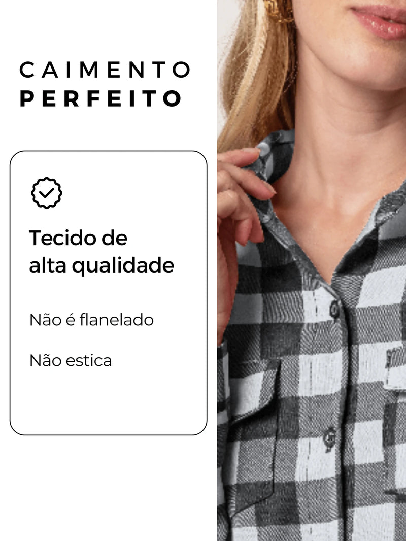 Blusa Feminina manga longa xadrez - Larissa. Plus Size
