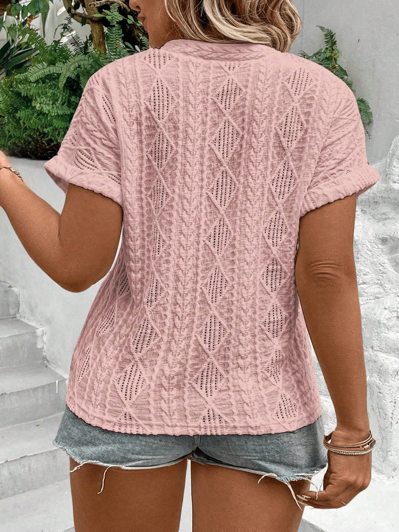 Camiseta Feminina Casual com Punhos Virados e Estilo Elegante - Samara