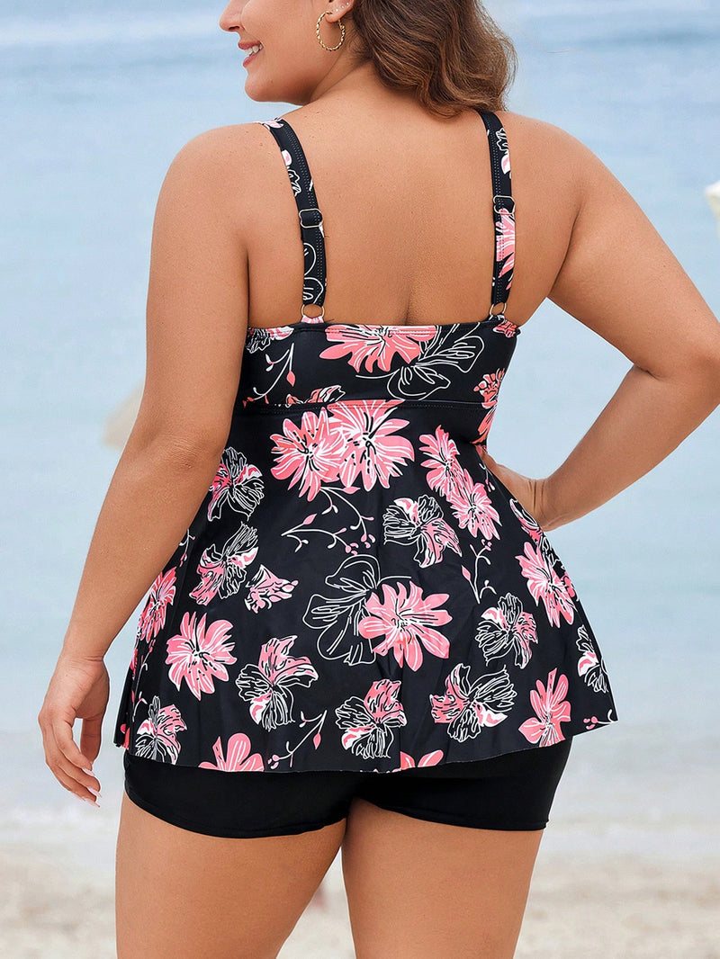 Tankini Feminino com Estampa Floral e Alças Ajustáveis - Melissa. Plus Size