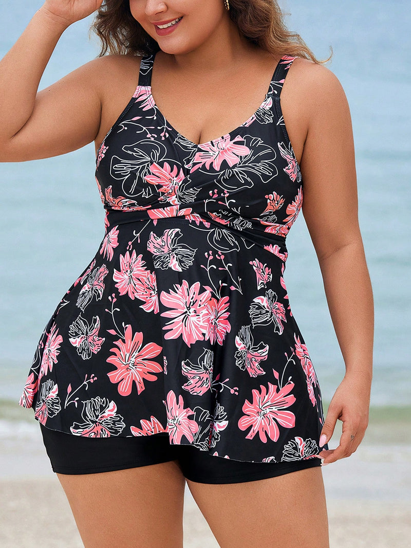 Tankini Feminino com Estampa Floral e Alças Ajustáveis - Melissa. Plus Size