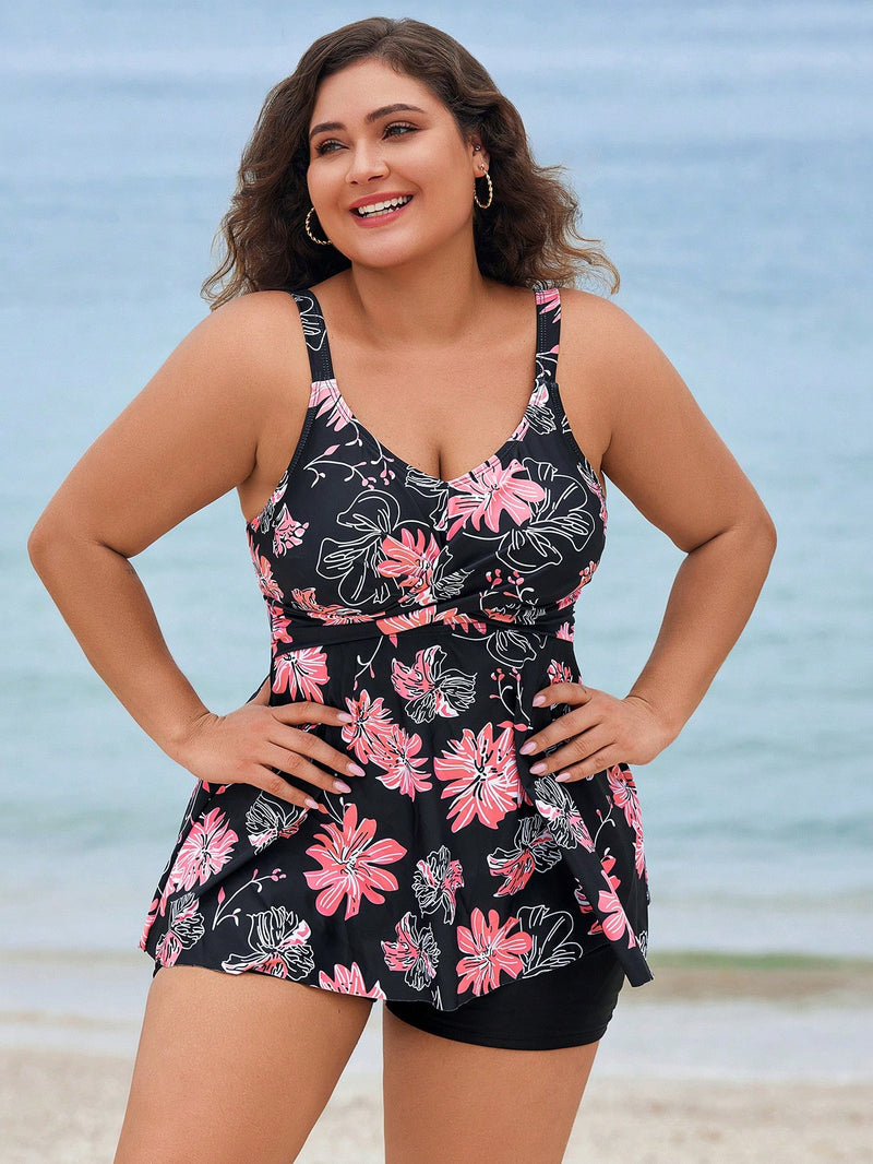 Tankini Feminino com Estampa Floral e Alças Ajustáveis - Melissa. Plus Size