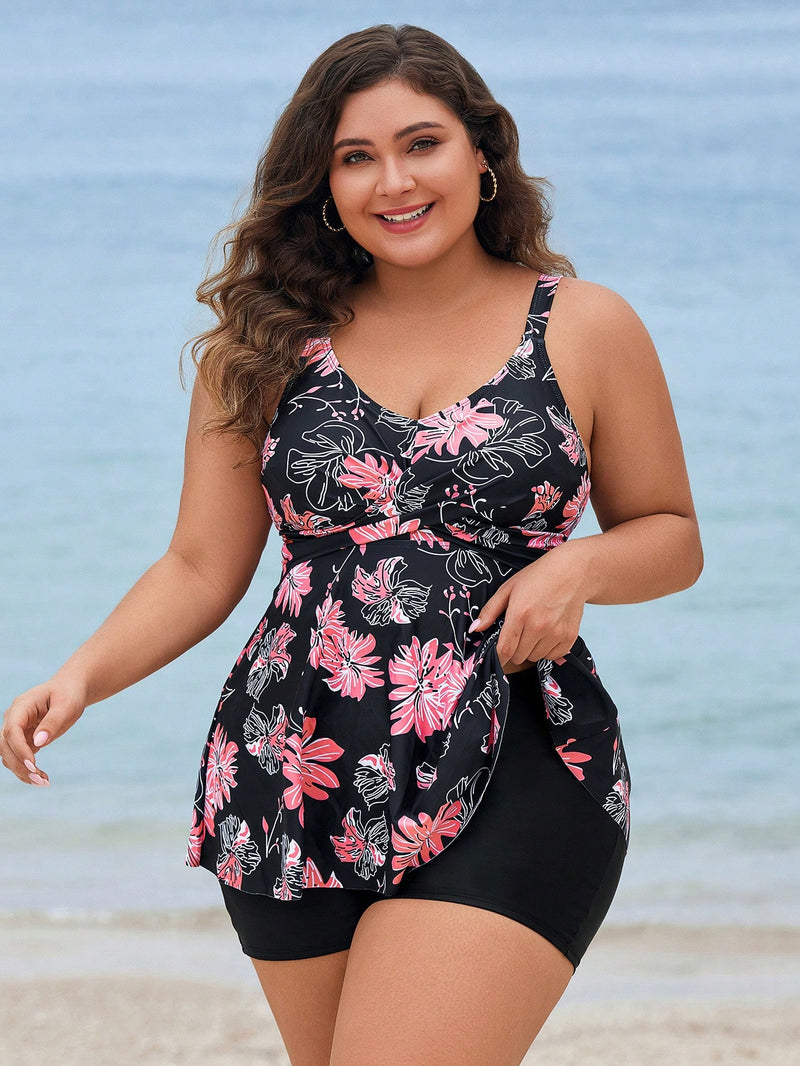 Tankini Feminino com Estampa Floral e Alças Ajustáveis - Melissa. Plus Size