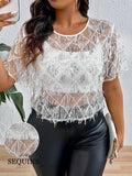 Blusa feminina brilhante Maribela Plus Size.