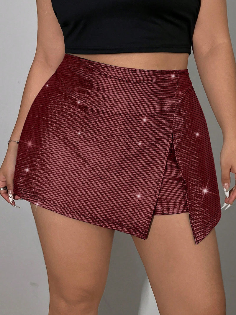 Saia short feminina brilhante Leonice. Plus Size