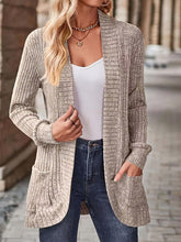 Cardigan de Malha de Manga Longa e Cor Sólida, Plus Size, Para o Inverno