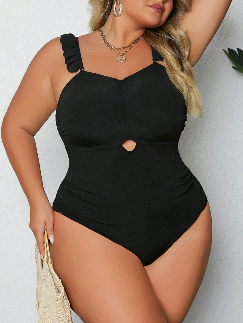 Maiô Feminino com Babado e Detalhe Vazado - Kaliny. Plus Size