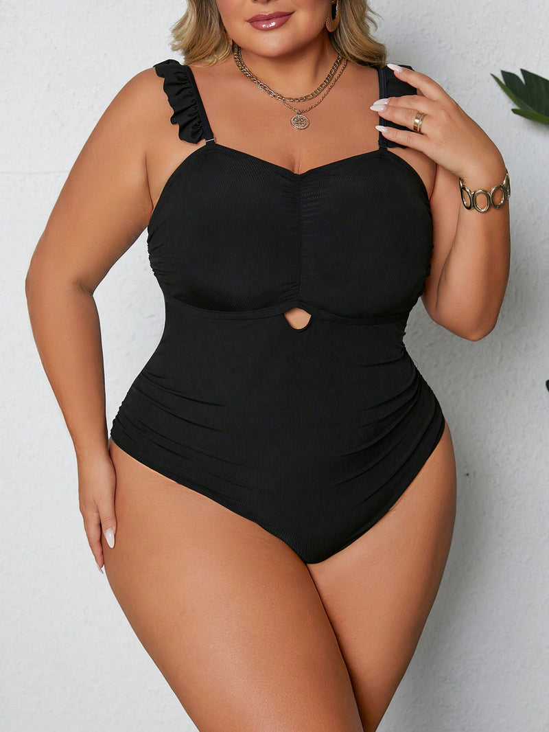 Maiô Feminino com Babado e Detalhe Vazado - Kaliny. Plus Size