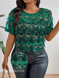 Blusa feminina brilhante Maribela Plus Size.