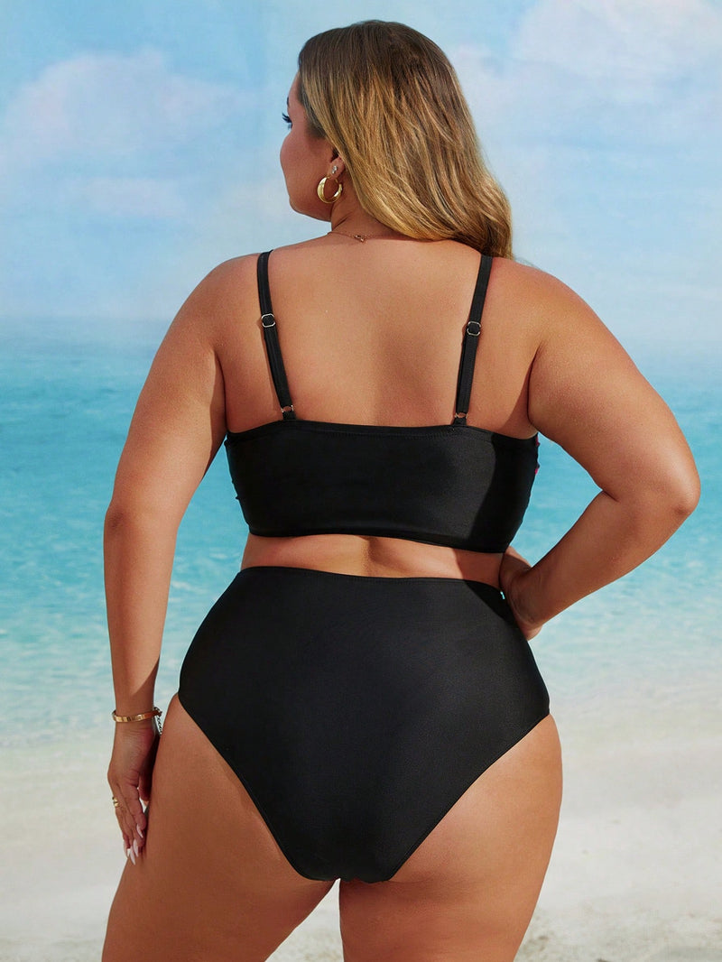 Biquíni Feminino com Top Ajustável e Estampa Listrada - Margot. Plus Size.