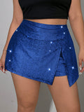 Saia short feminina brilhante Leonice. Plus Size