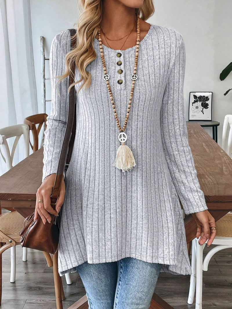Camisa Feminina comprida com Barra Assimétrica - Rubianna