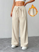 Calça feminina listrada de algodão com bolsos laterais Gracia