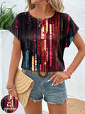 Blusa feminina de gola redonda com lantejoulas Alanna