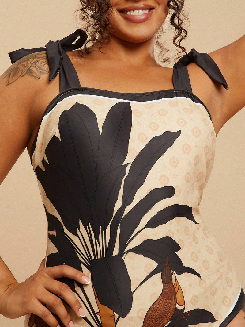 Maiô Feminino com Laço no Ombro - Sami. Plus Size
