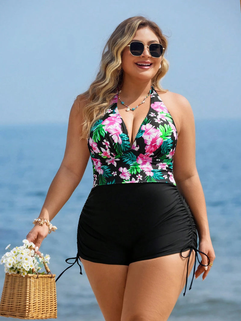 Maiô Feminino com Alça no Pescoço e Amarração Lateral - Cléo. Plus Size