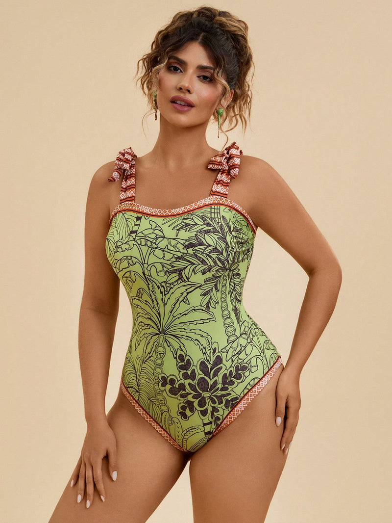 Maiô Feminino com Laço no Ombro - Sami. Plus Size