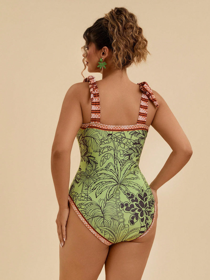 Maiô Feminino com Laço no Ombro - Sami. Plus Size