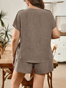 Conjunto Feminino Camisa de Manga Curta e Shorts - Dinz. Plus Size