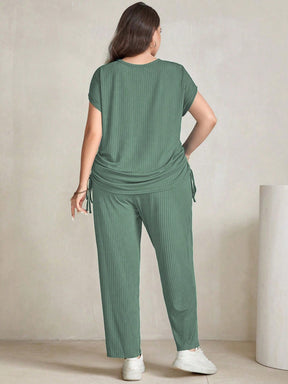 Conjunto Feminino De Calça E Blusa Manga Curta Shelly Plus Size