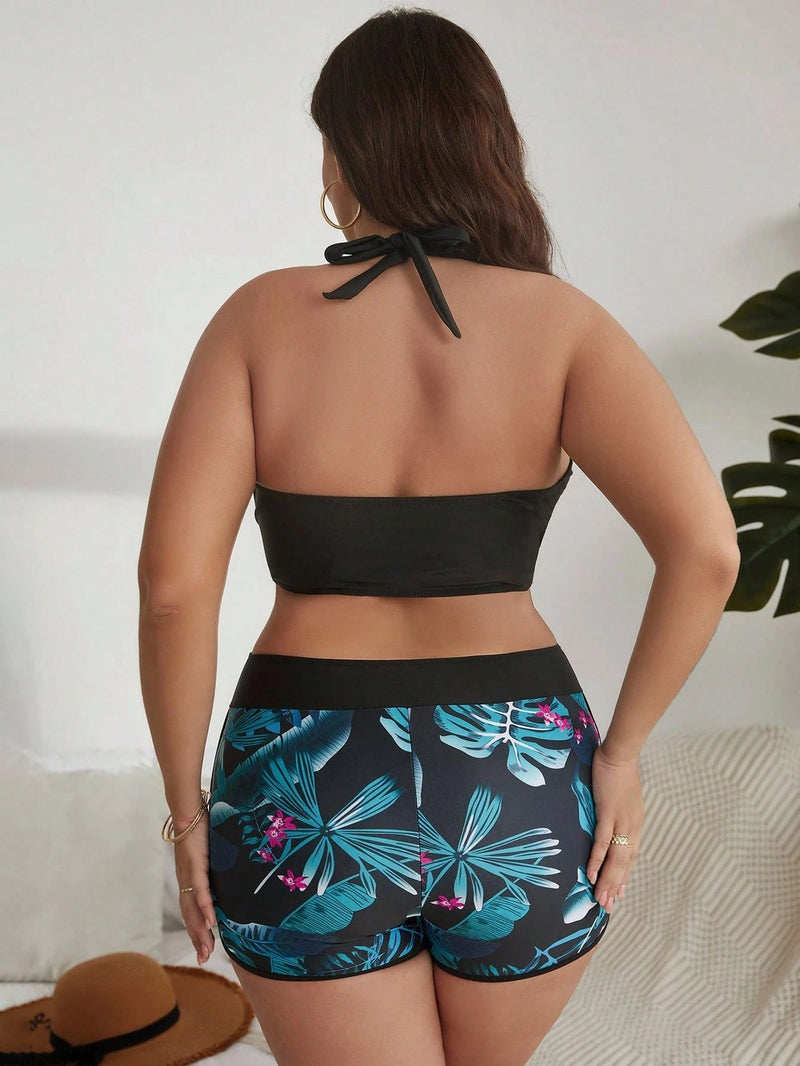 Shorkini Feminino Estampado Conjunto De 2 Peças Jessie Plus Size. Flash