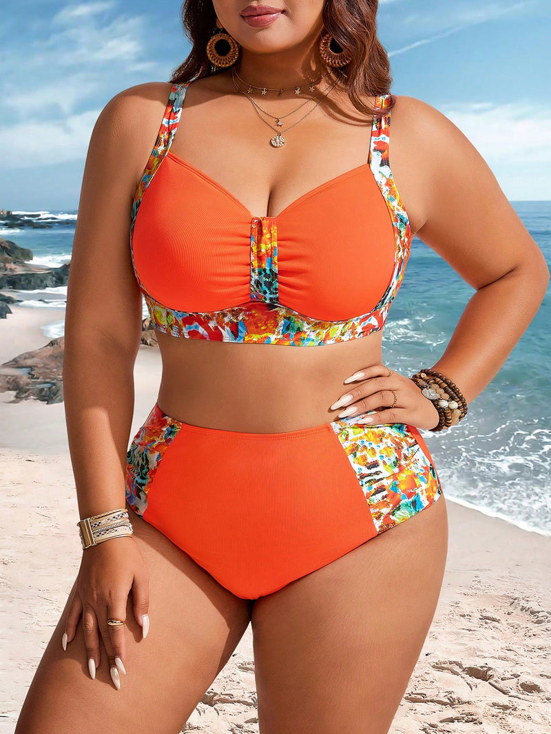 Biquini Feminino Estampa Floral e Alças Finas - Doralice. Plus Size