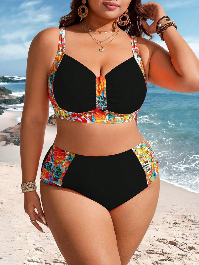 Biquini Feminino Estampa Floral e Alças Finas - Doralice. Plus Size