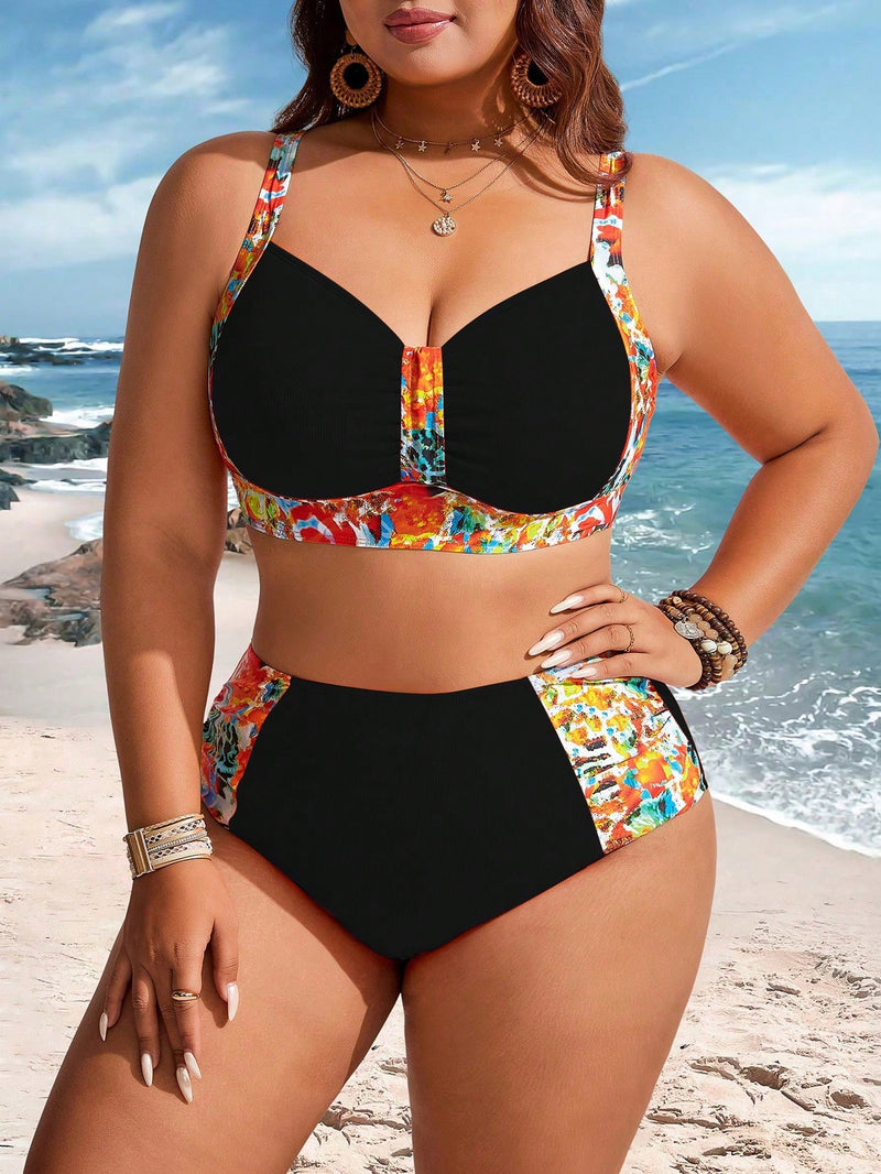 Biquini Feminino Estampa Floral e Alças Finas - Doralice. Plus Size