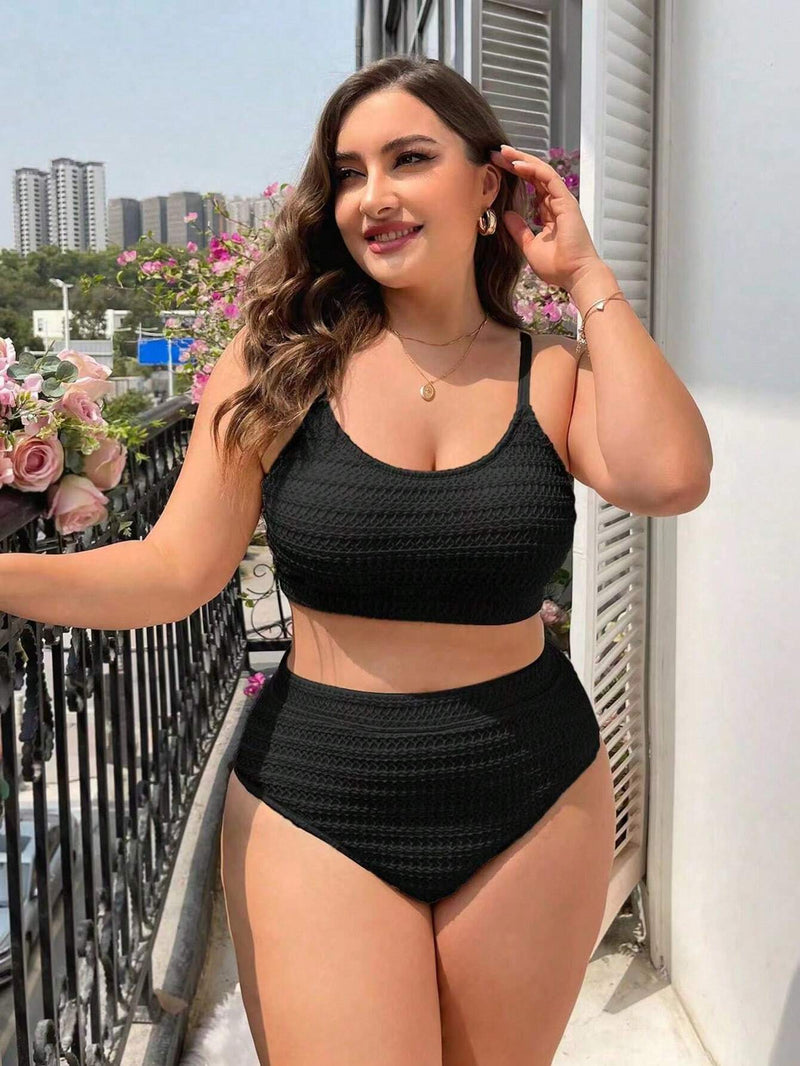 Biquini Feminino com Top e Calcinha de Cintura Alta - Aghata. Plus Size