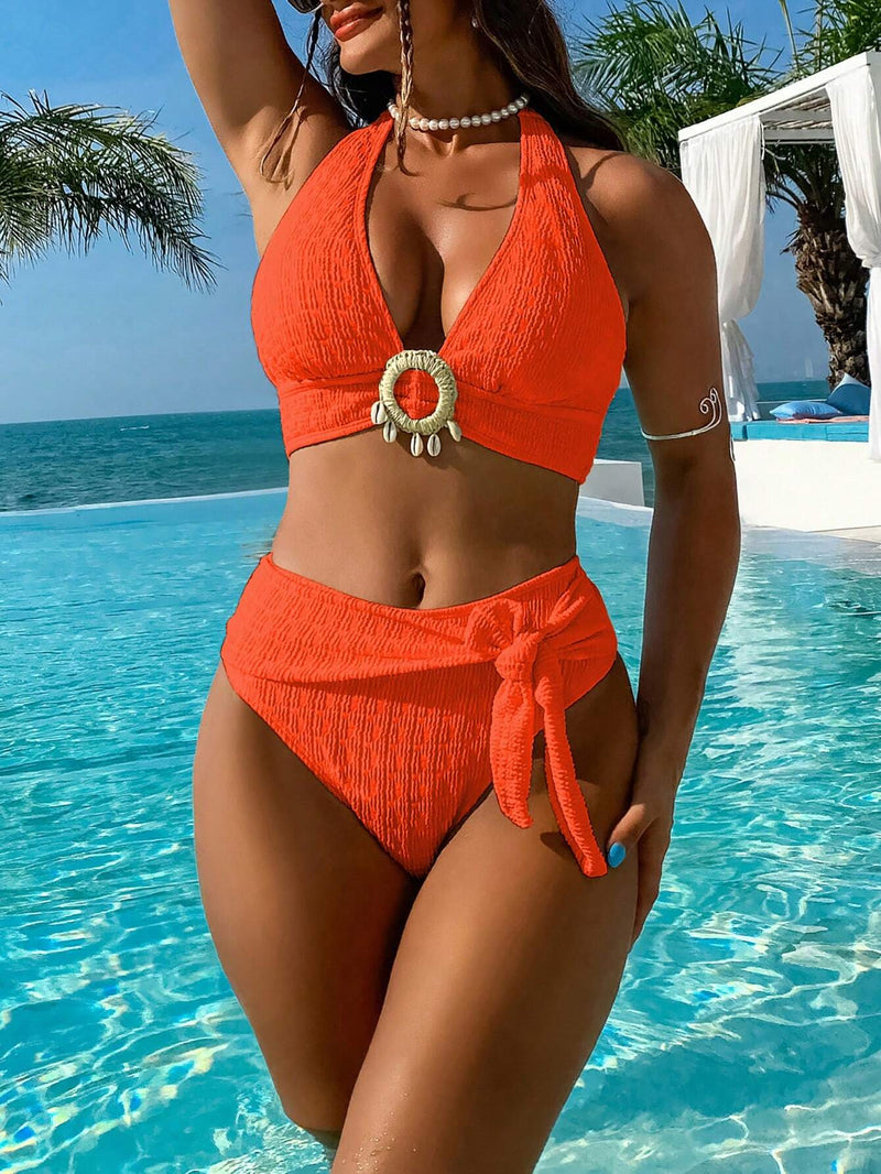 Biquíni Feminino de 2 Peças Detalhe Circular - Mirna. Plus Size