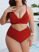 Biquini Feminino Enrugado Cintura Alta Bellabel Plus Size