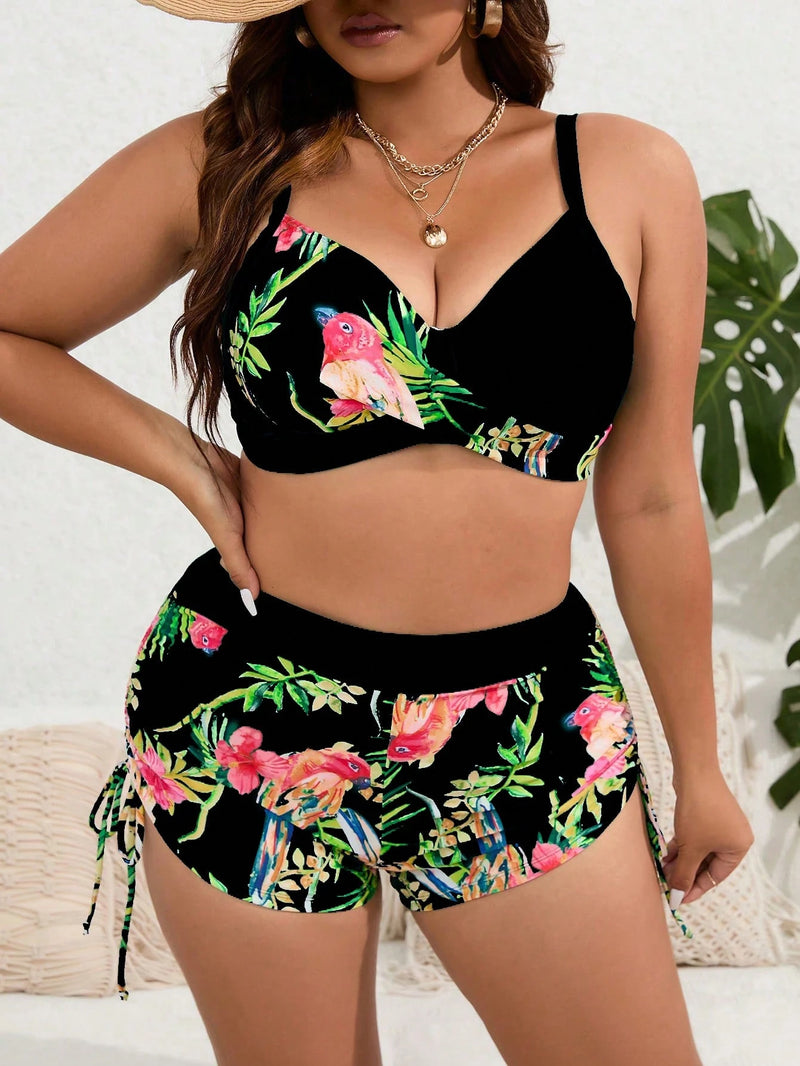 Biquini Feminino Estampado Cintura Alta Marie Plus Size. Flash