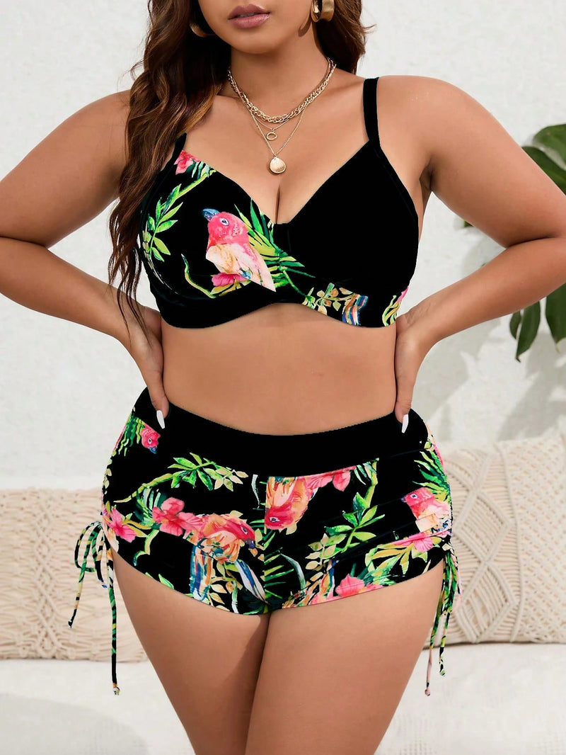 Biquini Feminino Estampado Cintura Alta Marie Plus Size. Flash