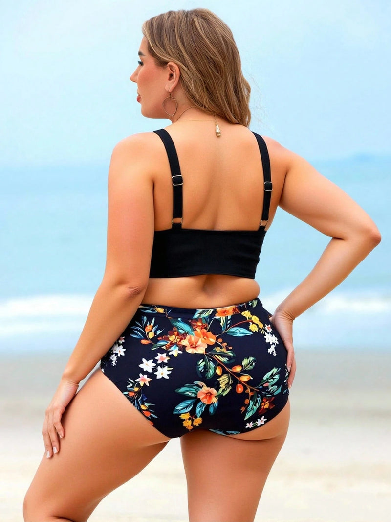 Biquíni Feminino de Cintura Alta e Alças Regulaves - Laisa. Plus Size