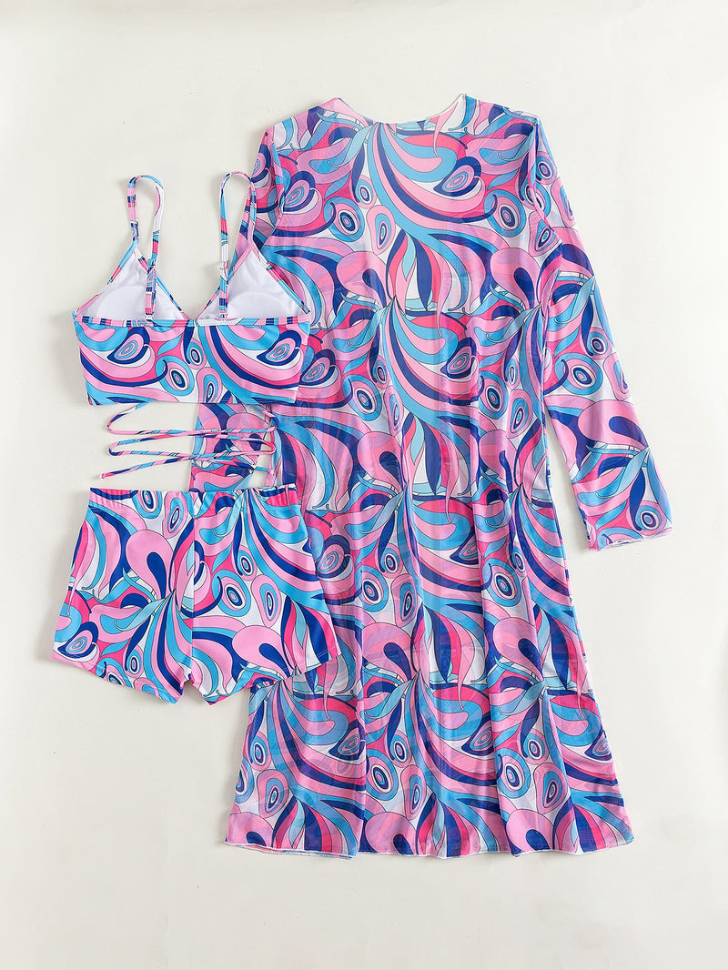 Biquíni + Saída De Praia Feminino Estampados Coraline