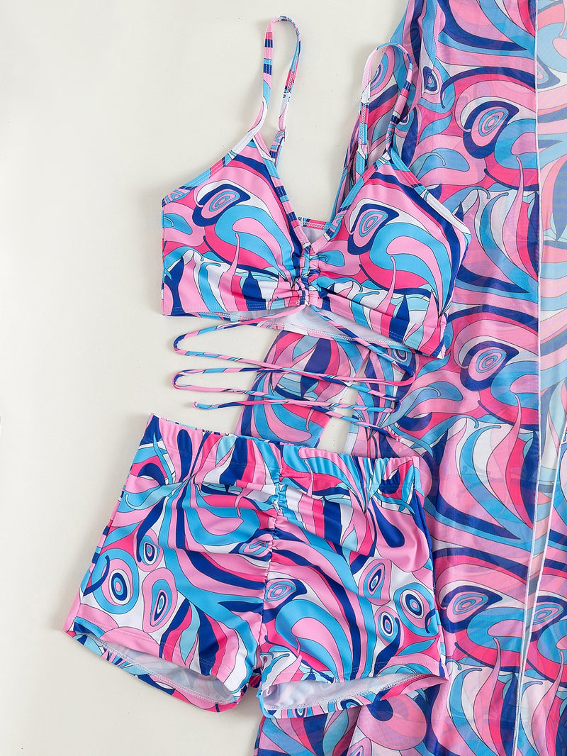 Biquíni + Saída De Praia Feminino Estampados Coraline