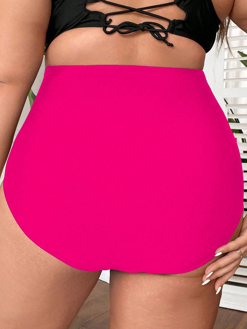 Monte Seu Biquini, Biquini feminino parte Inferior Cintura Alta com franzido - Joyce. Plus Size