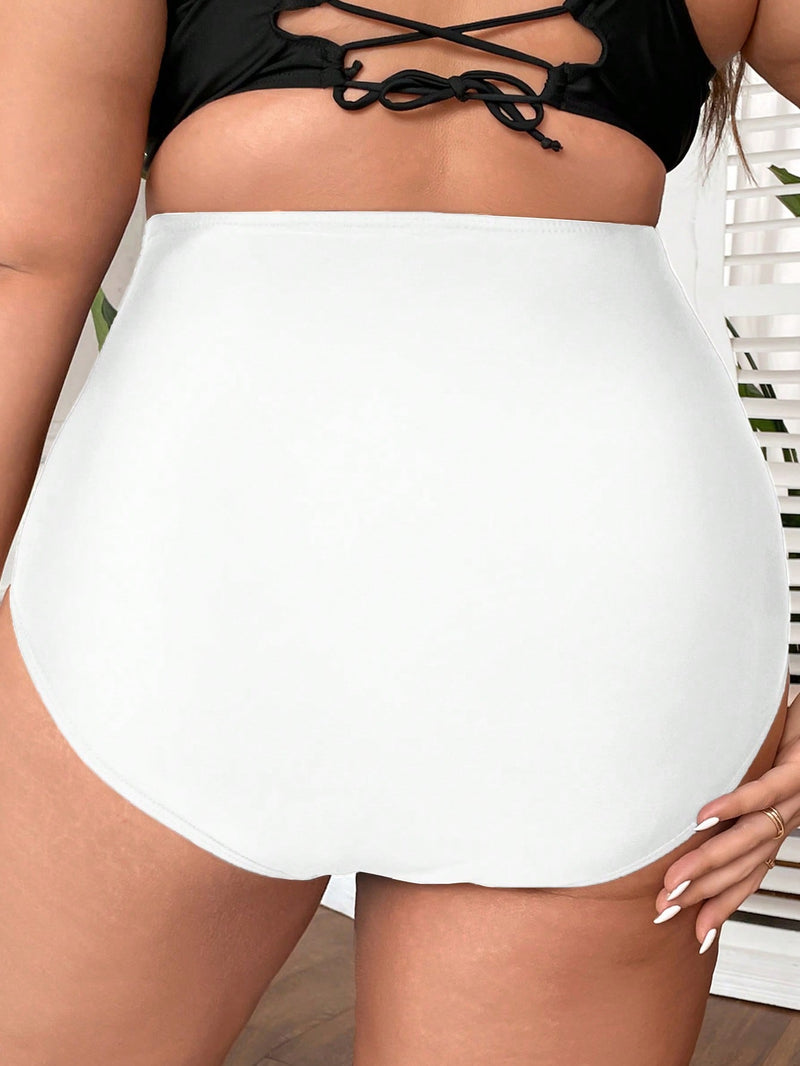 Monte Seu Biquini, Biquini feminino parte Inferior Cintura Alta com franzido - Joyce. Plus Size