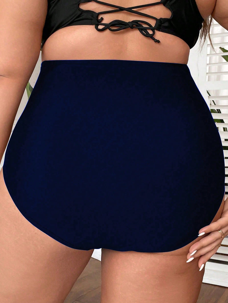 Monte Seu Biquini, Biquini feminino parte Inferior Cintura Alta com franzido - Joyce. Plus Size