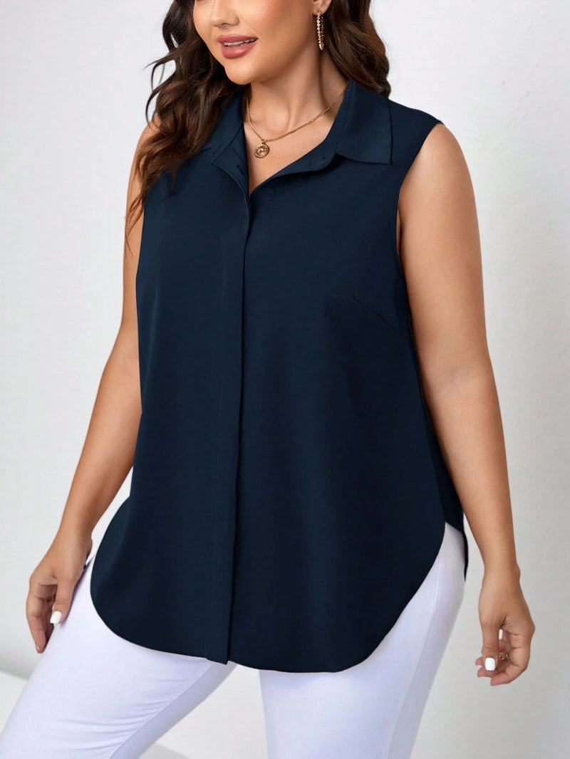 Blusa Feminina Solta Elegante Francesa Manga Caída - Kemilly. Plus Size