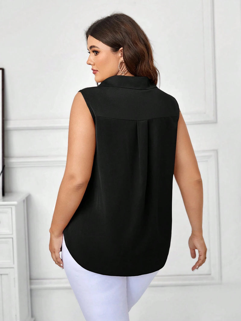 Blusa Feminina Solta Elegante Francesa Manga Caída - Kemilly. Plus Size