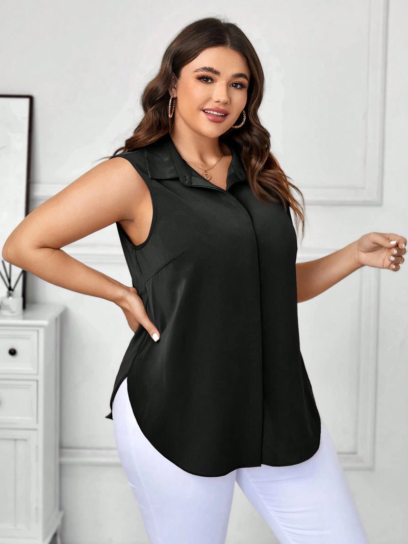 Blusa Feminina Solta Elegante Francesa Manga Caída - Kemilly. Plus Size
