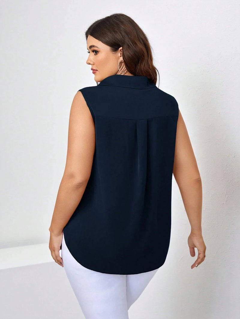 Blusa Feminina Solta Elegante Francesa Manga Caída - Kemilly. Plus Size