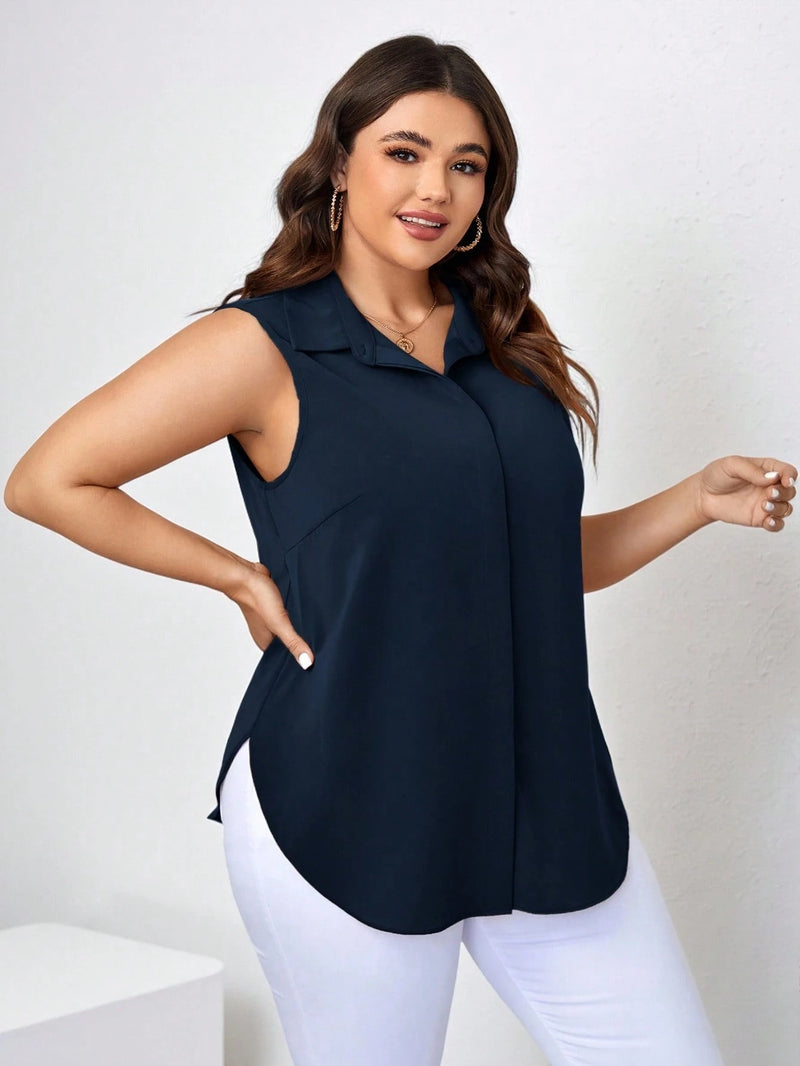 Blusa Feminina Solta Elegante Francesa Manga Caída - Kemilly. Plus Size