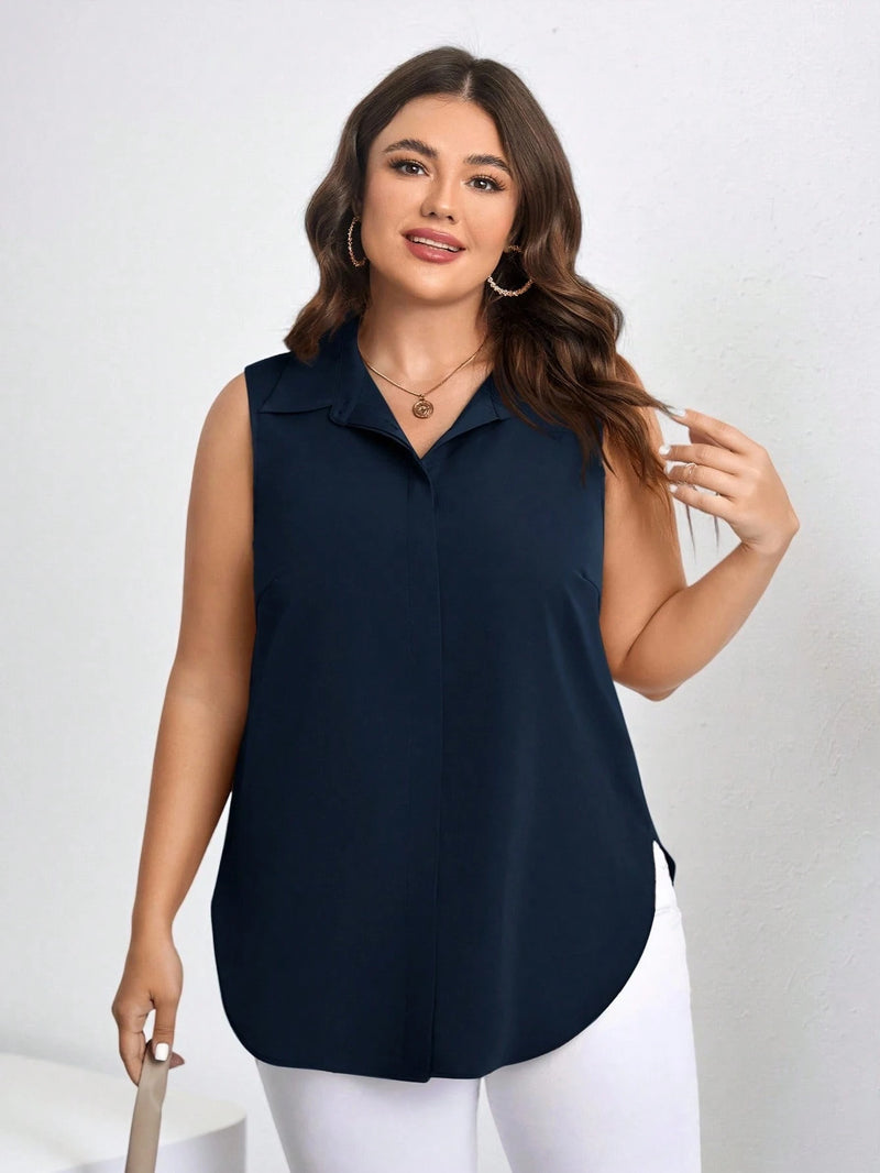 Blusa Feminina Solta Elegante Francesa Manga Caída - Kemilly. Plus Size