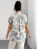 Blusa Feminina Solta Elegante Francesa Manga Caída - Kemilly. Plus Size