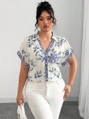 Blusa Feminina Solta Elegante Francesa Manga Caída - Kemilly. Plus Size