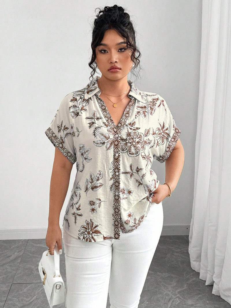 Blusa Feminina Solta Elegante Francesa Manga Caída - Kemilly. Plus Size